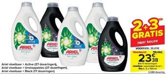 Carrefour Ariel vloeibaar + active (27 doseringen) aanbieding