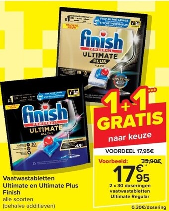Carrefour Vaatwastabletten ultimate en ultimate plus finish aanbieding