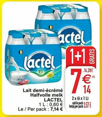 Cora Lait demi-écrémé halfvolle melk lactel aanbieding