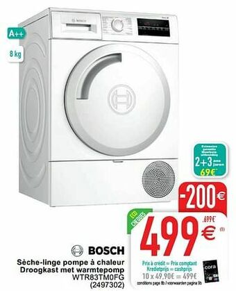 Cora Bosch sèche-linge pompe à chaleur droogkast met warmtepomp wtr83tm0fg aanbieding