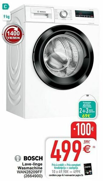 Cora Bosch lave-linge wasmachine wan28209ff aanbieding