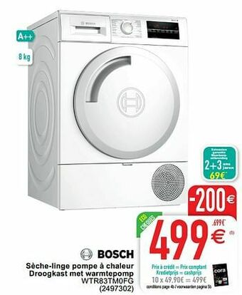 Cora Bosch sèche-linge pompe à chaleur droogkast met warmtepomp wtr83tm0fg aanbieding