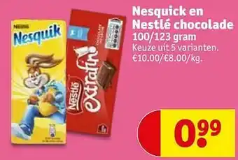 Kruidvat Nesquick en nestlé chocolade aanbieding
