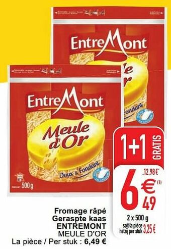 Cora Fromage râpé geraspte kaas entremont meule d`or aanbieding