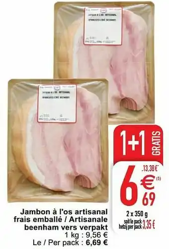 Jambon à l`os artisanal frais emballé - artisanale beenham vers verpakt