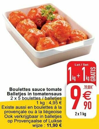 Boulettes sauce tomate balletjes in tomatensaus