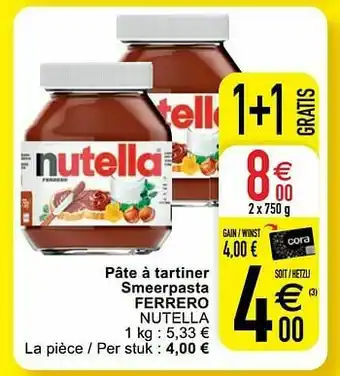 Cora Pâte à tartiner smeerpasta ferrero aanbieding