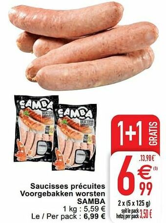 Saucisses précuites voorgebakken worsten samba