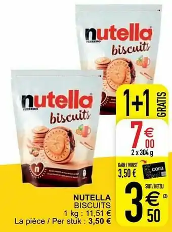 Cora Nutella biscuits aanbieding