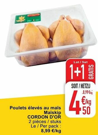 Cora Poulets élevés au maïs maïskip cordon d`or aanbieding