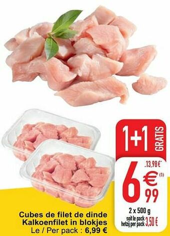 Cora Cubes de filet de dinde kalkoenfilet in blokjes aanbieding