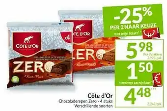 Intermarché Côte d`or chocoladerepen zero aanbieding