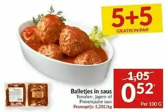 Intermarché Balletjes in saus tomaten jagers- of provençaalse saus aanbieding