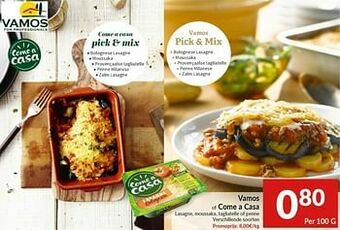 Intermarché Vamos of come a casa lasagne, moussaka, tagliatelle of penne aanbieding