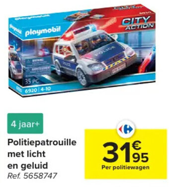 Politiepatrouille met licht en geluid