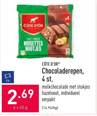 ALDI Cote d'or Chocoladerepen, 4 st. 4x45g aanbieding