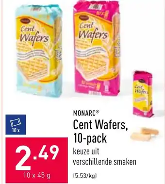 ALDI Monarc Cent Wafers, 10-pack 10x45 g aanbieding