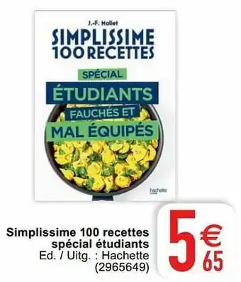 Cora Simplissime 100 recettes spécial étudiants aanbieding