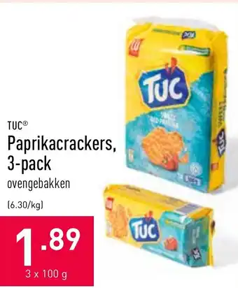ALDI Tuc Paprikacrackers, 3-pack 3x100g aanbieding