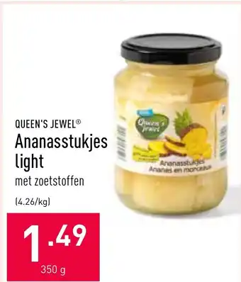 ALDI Queen's jewel Ananasstukjes light 350g aanbieding