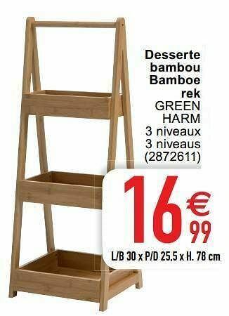 Cora Desserte bambou bamboe rek green harm aanbieding