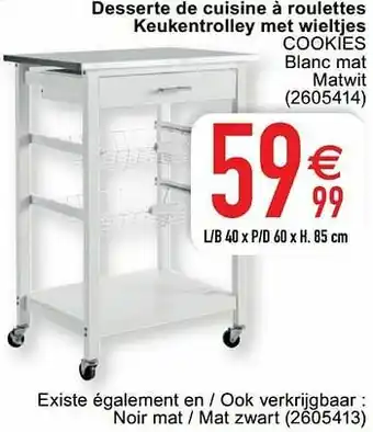 Cora Desserte de cuisine à roulettes keukentrolley met wieltjes cookies aanbieding