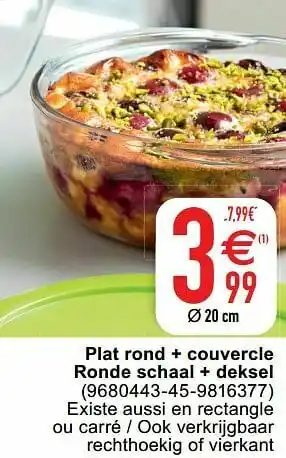 Cora Plat rond + couvercle ronde schaal + deksel aanbieding