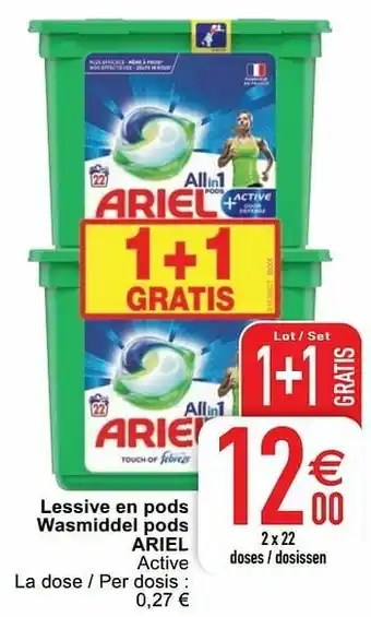 Cora Lessive en pods wasmiddel pods ariel aanbieding