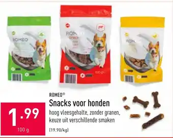 ALDI Romeo Snacks voor honden 100g aanbieding