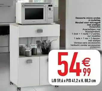 Cora Desserte micro-ondes à roulettes meubel voor microgolf met wieltjes romarin aanbieding