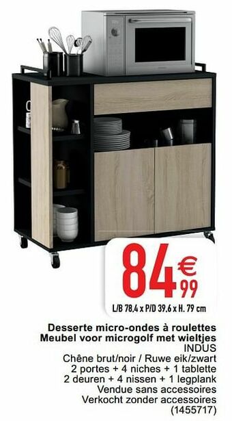 Cora Desserte micro-ondes à roulettes meubel voor microgolf met wieltjes indus aanbieding