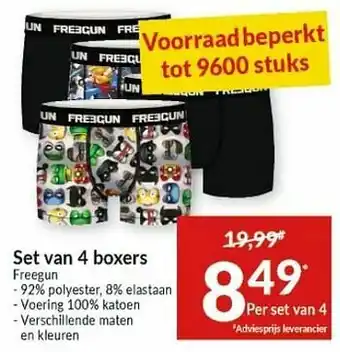 Intermarché Set van 4 boxers freegun aanbieding