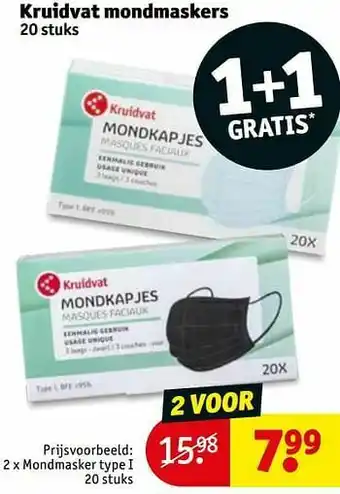 Kruidvat Mondmasker type i aanbieding