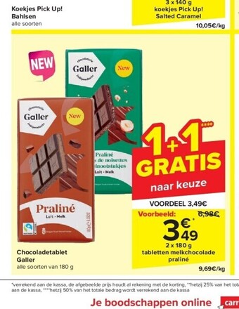 Carrefour Chocoladetablet galler aanbieding