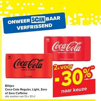 Carrefour Blikjes coca-cola regular, light, zero of zero ca eine aanbieding