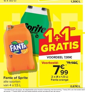Carrefour Fanta of sprite aanbieding