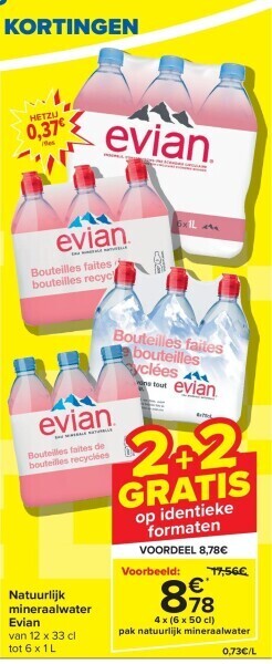 Carrefour Natuurlijk mineraalwater evian aanbieding