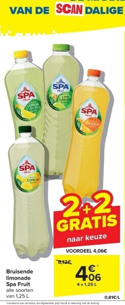 Carrefour Bruisende limonade spa fruit aanbieding