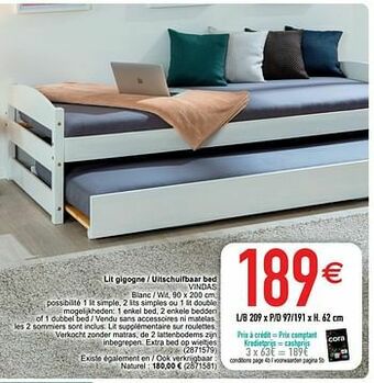 Cora Lit gigogne - uitschuifbaar bed vindas aanbieding