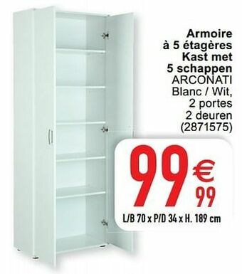 Cora Armoire à 5 étagères kast met 5 schappen arconati aanbieding