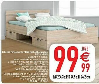 Cora Lit avec rangements - bed met opbergingen michigan aanbieding