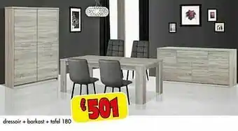 Budget Meubelen Dressoir + barkast + tafel 180 aanbieding