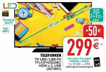 Cora Telefunken tv led - led-tv tfl43fhds20bc aanbieding
