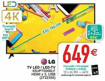 Cora Lg tv led - led-tv 65up75006lf aanbieding