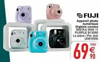 Cora Fujifilm appareil photo numérique digitale camera instax mini 11 purple b13090 aanbieding