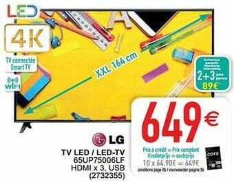 Cora Lg tv led - led-tv 65up75006lf aanbieding