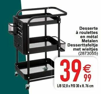 Cora Desserte à roulettes en métal metalen desserttafeltje met wieltjes aanbieding