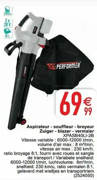 Cora X-performer aspirateur - souffleur - broyeur zuiger - blazer - vermaler xpasb40li-2b aanbieding