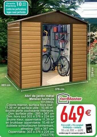Cora Abri de jardin métal metalen tuinhuis 1012wgl aanbieding