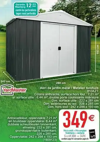 Abri de jardin métal - metalen tuinhuis 810azt
